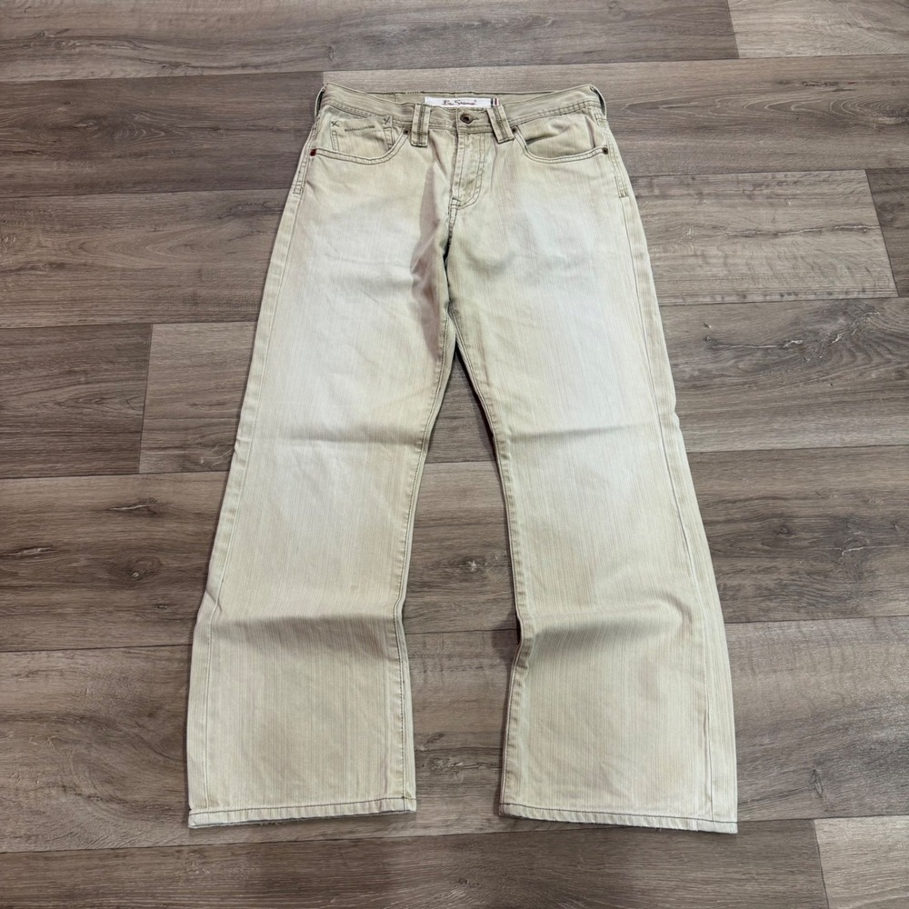 Ben Sherman Mens Corduroy Pants 30x30 Beige Straight Leg DM093NB Cotton
